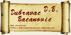 Dubravac Bacanović vizit kartica
